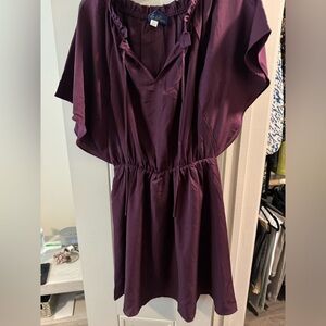 Purple flutter sleeve dress with lining